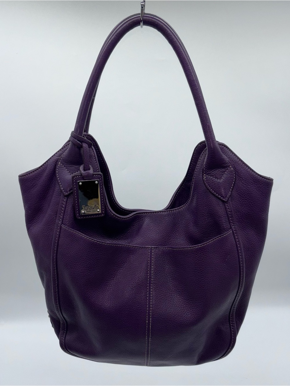 Tignanello Pebbled Purple Leather Hobo Bag